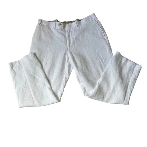 Lauren Ralph Lauren white 100% Linen Trouser Pants size Large - Picture 2 of 11